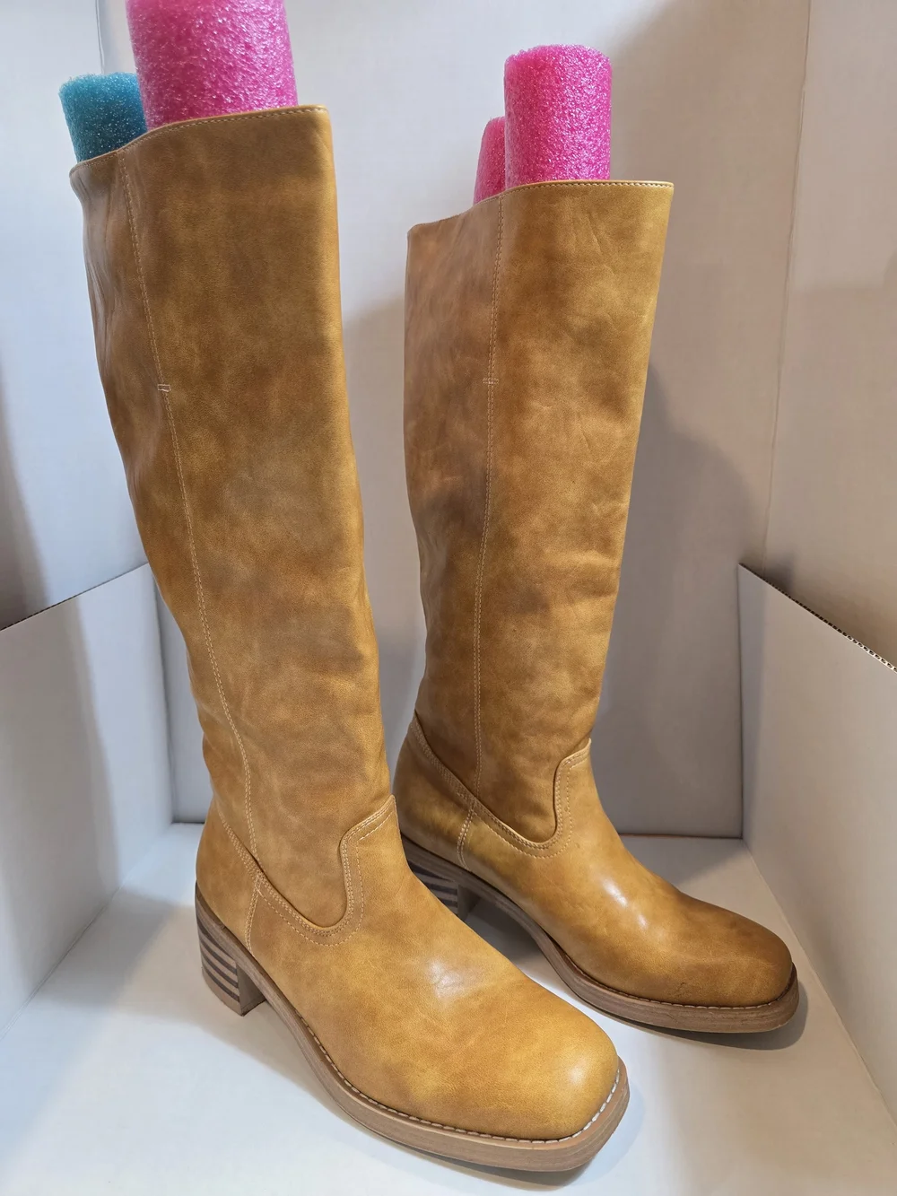 Women’s Tall Riding Boots in Tan - Classic Leather Look